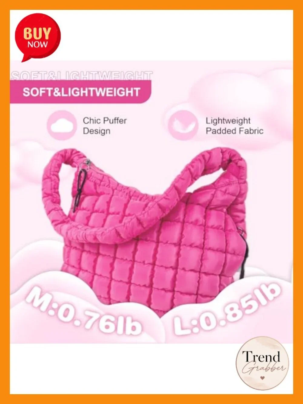 Quilted Puffer Tote Bag Crossbody Shoulder Hobo Lightweight Nylon